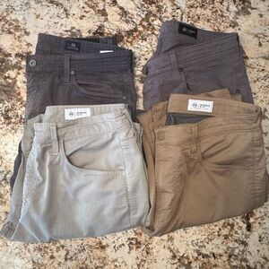 AG Adriano Goldschmied Men's Chinos - Gray, Tan, and Brown, Well-Worn Condition